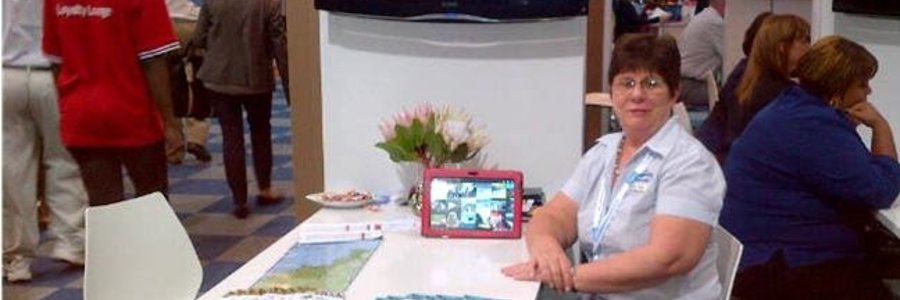 Glenda Kitley, Manager: Gansbaai Tourism Bureaux at the Durban Exhibition Centre for Indaba 2015